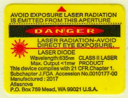 CLASS II <1MW FDA STICKER