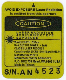 CLASS II <1MW FDA STICKER